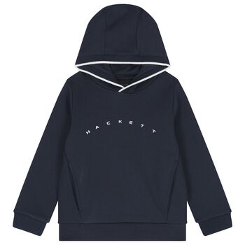 Boys Navy Blue Logo Hooded Top