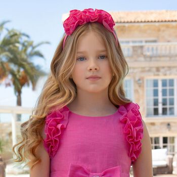 Girls Pink Ruffled Headband