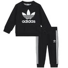 Baby Boys Black Trefoil Logo Tracksuit, 1, hi-res