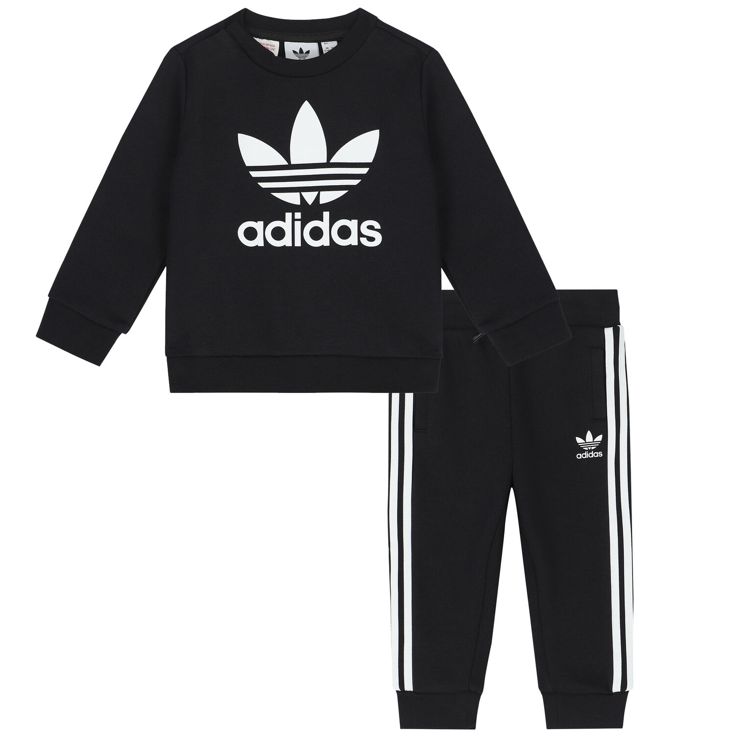 Baby Boys Black Trefoil Logo Tracksuit, 1, hi-res