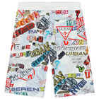 Boys White Logo Shorts, 1, hi-res