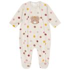 Baby Girls Grey Teddy Bear Logo Babygrow, 1, hi-res