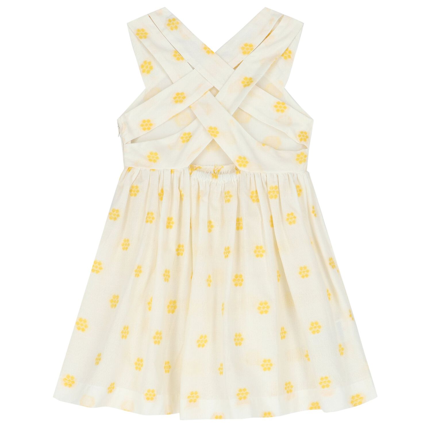 Girls Ivory Flower Jacquard Dress, 1, hi-res image number null