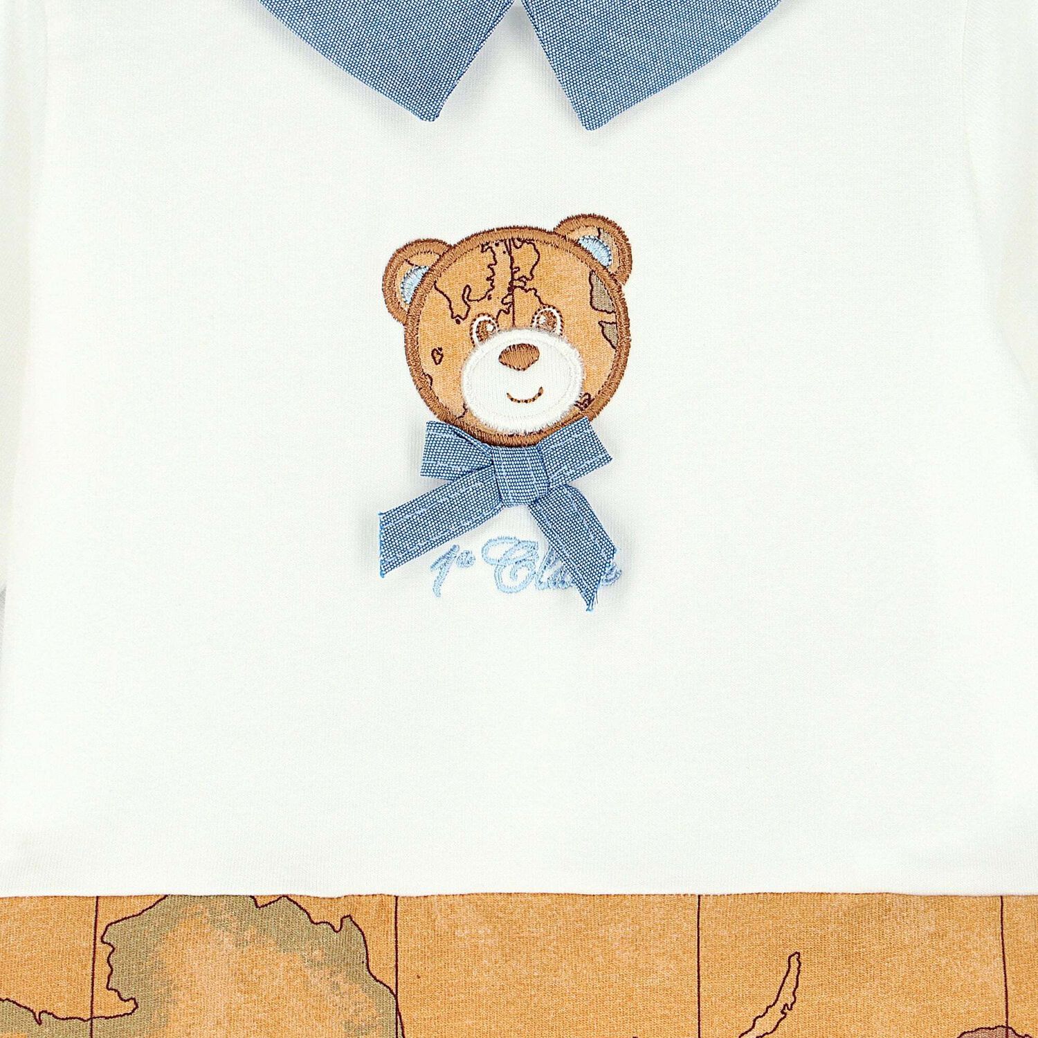 Baby Boys White & Beige Geo Map Babygrow, 1, hi-res