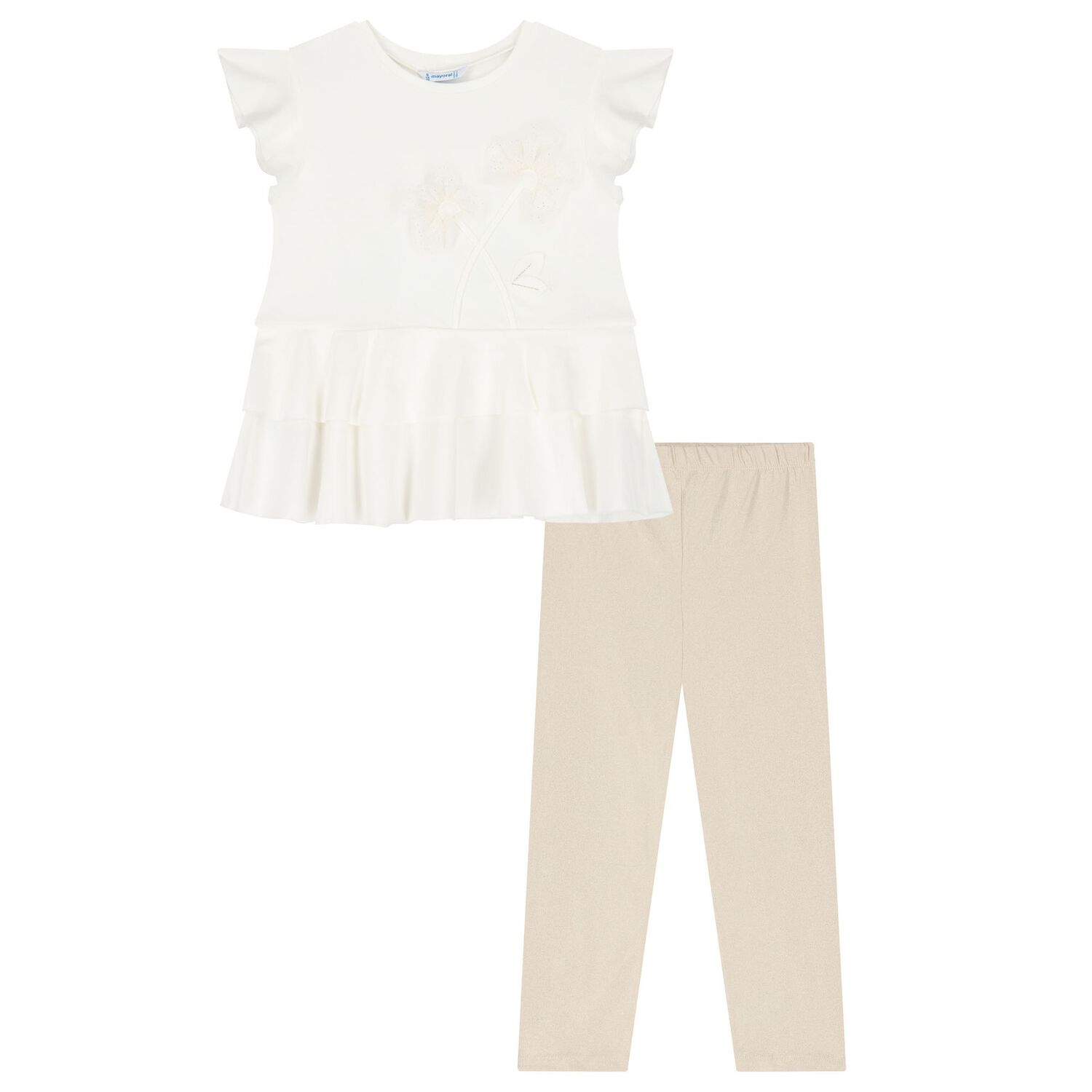 Girls White & Gold Leggings Set, 1, hi-res image number null