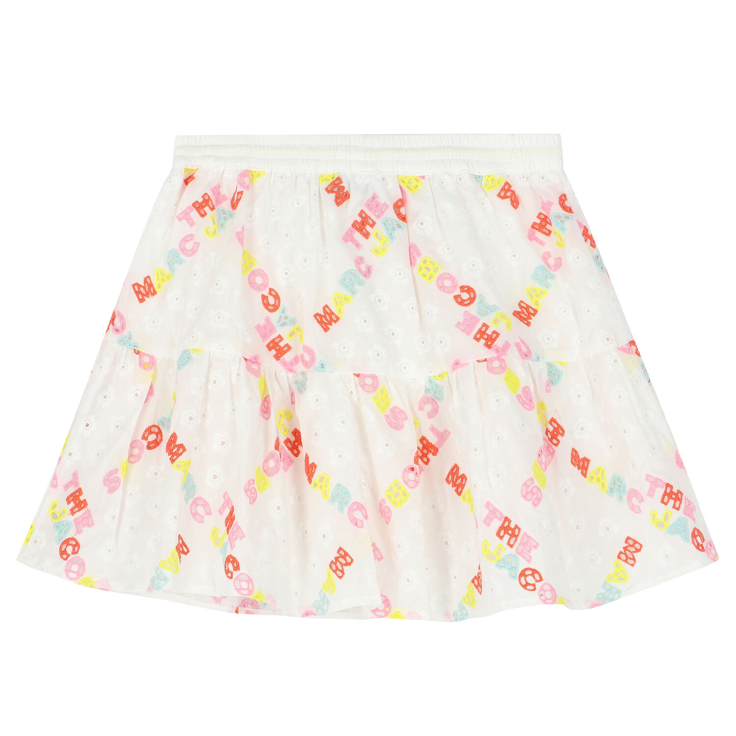 Girls White Logo Broderie Anglaise Skirt, 1, hi-res image number null