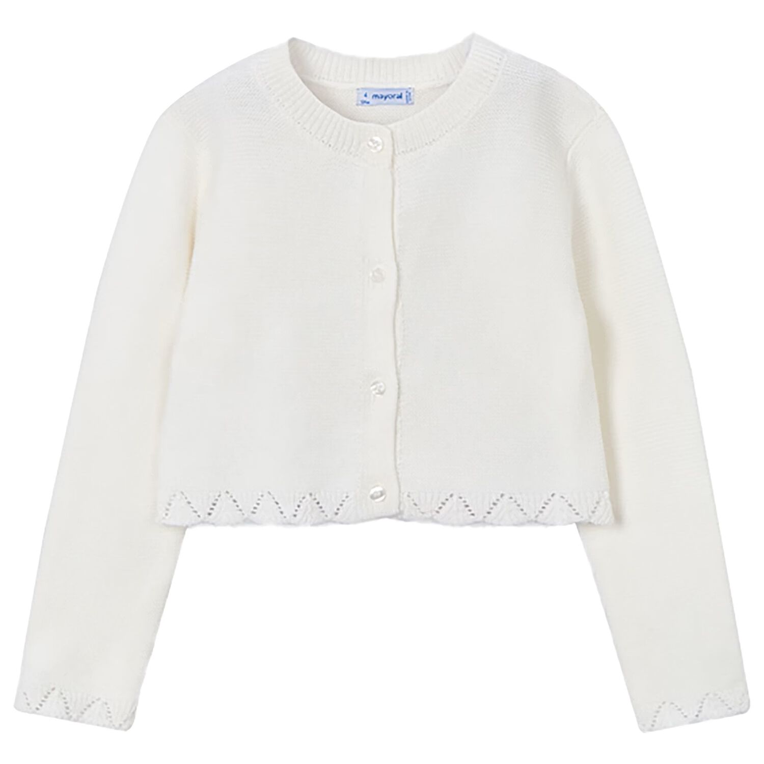 Girls Ivory Knitted Cardigan, 5, hi-res