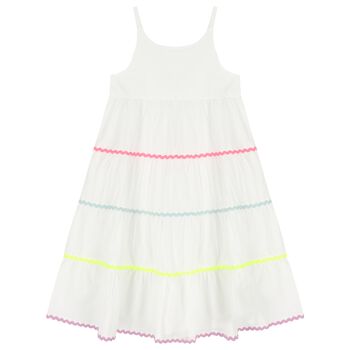 Girls White Tiered Dress