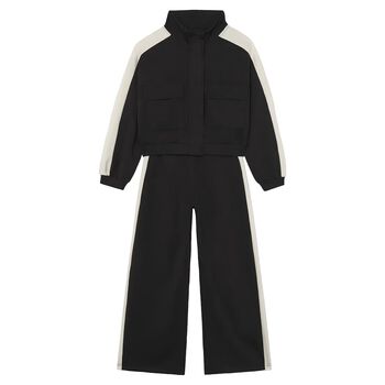 Girls Black & Ivory Tracksuit