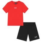 Boys Red & Black Logo Shorts Set, 2, hi-res