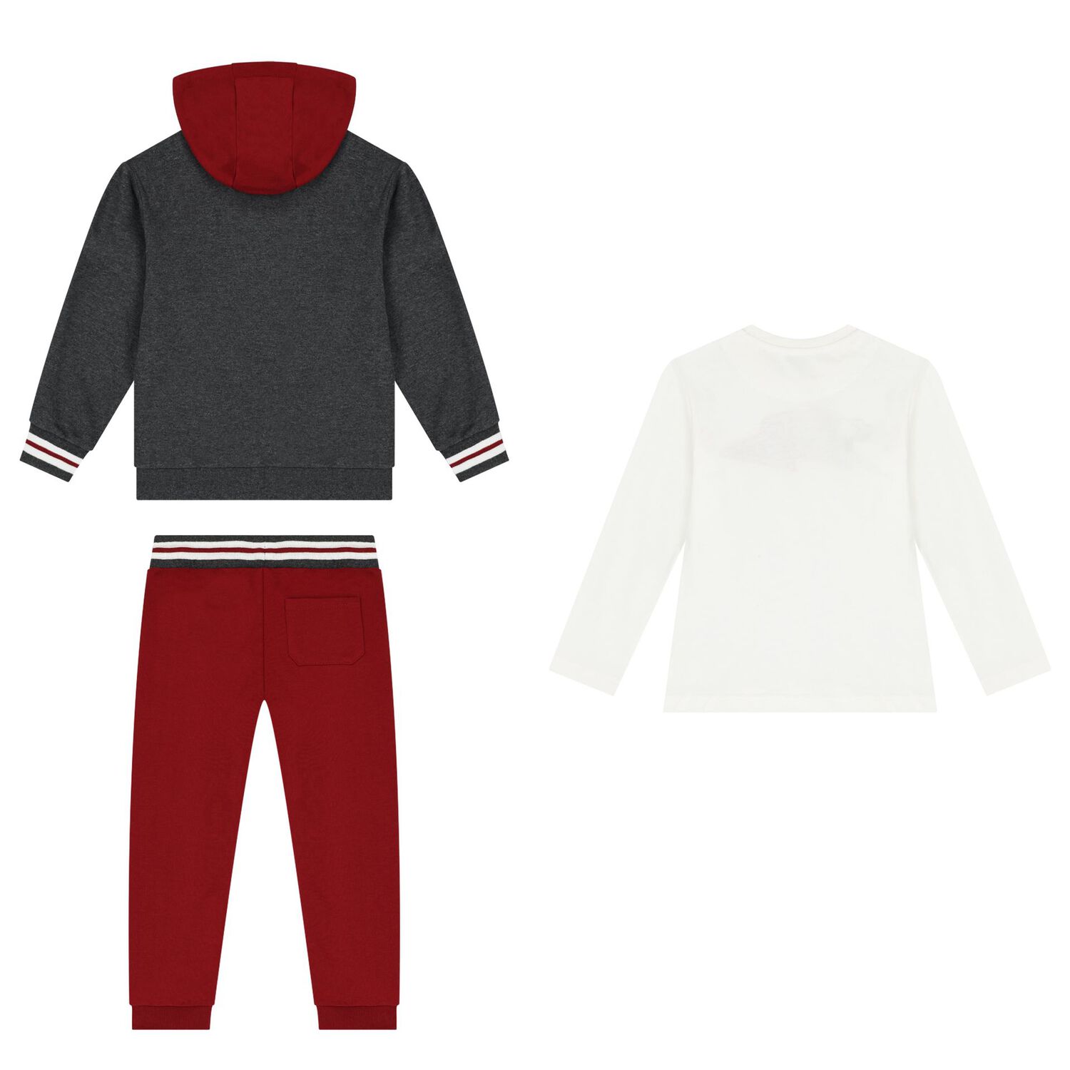 Boys Grey, White & Red Tracksuit (3 Piece), 1, hi-res