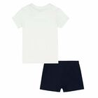Girls White & Navy Pyjama Set, 1, hi-res