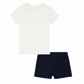 Girls White & Navy Pyjama Set