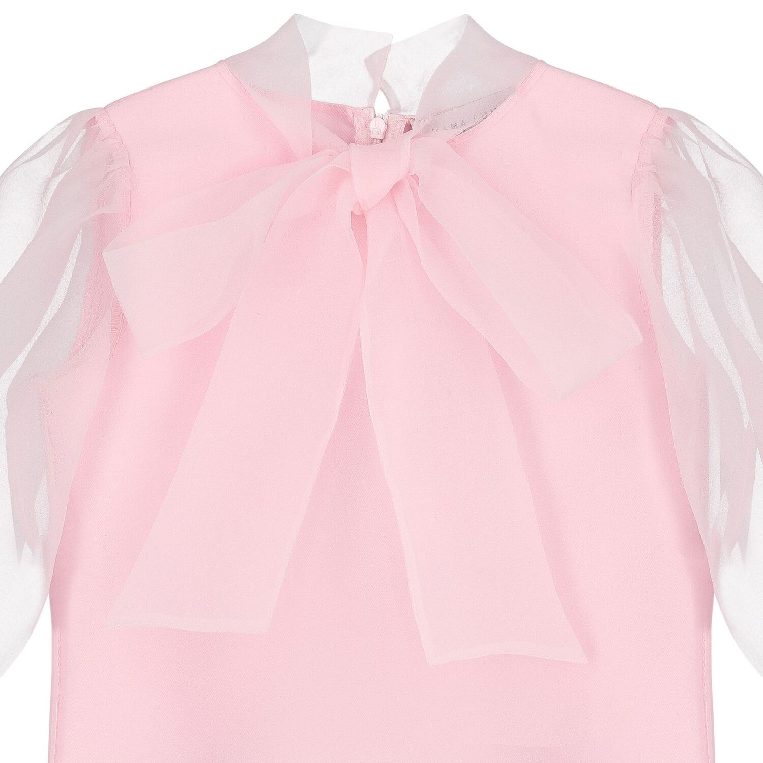 Girls Pink Bow Chiffon Blouse, 1, hi-res