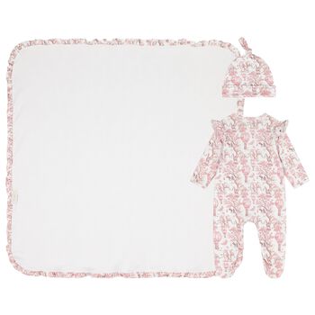 Baby Girls White & Pink Africa Babygrow Gift Set