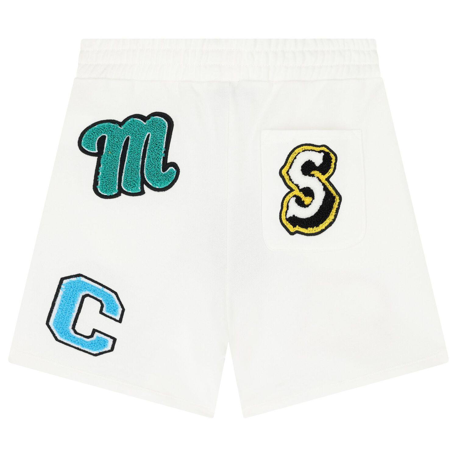Boys Ivory Cotton Varsity Shorts, 1, hi-res