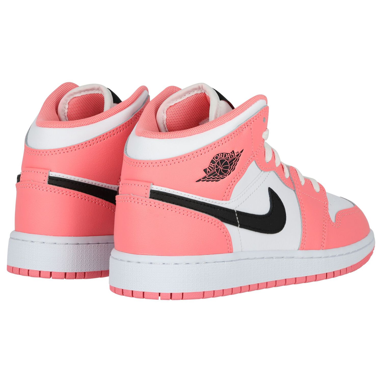 Girls Neon Pink & White Air Jordan 1 Mid Trainers, 7, hi-res