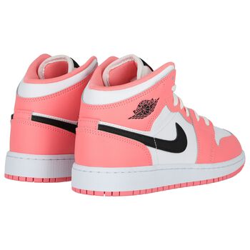 Girls Neon Pink & White Air Jordan 1 Mid Trainers