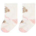 Baby Girls Ivory & Pink Socks ( 4 Pack ) , 1, hi-res