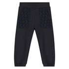 Younger Boys Navy Blue Logo Tracksuit, 1, hi-res