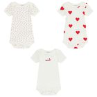 Baby Girls Ivory Hearts Bodysuit ( 3-Pack ), 1, hi-res