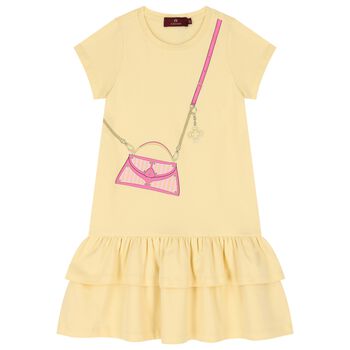 Girls Yellow & Pink Bag Dress