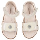 Girls Ivory Flower Sandals, 2, hi-res