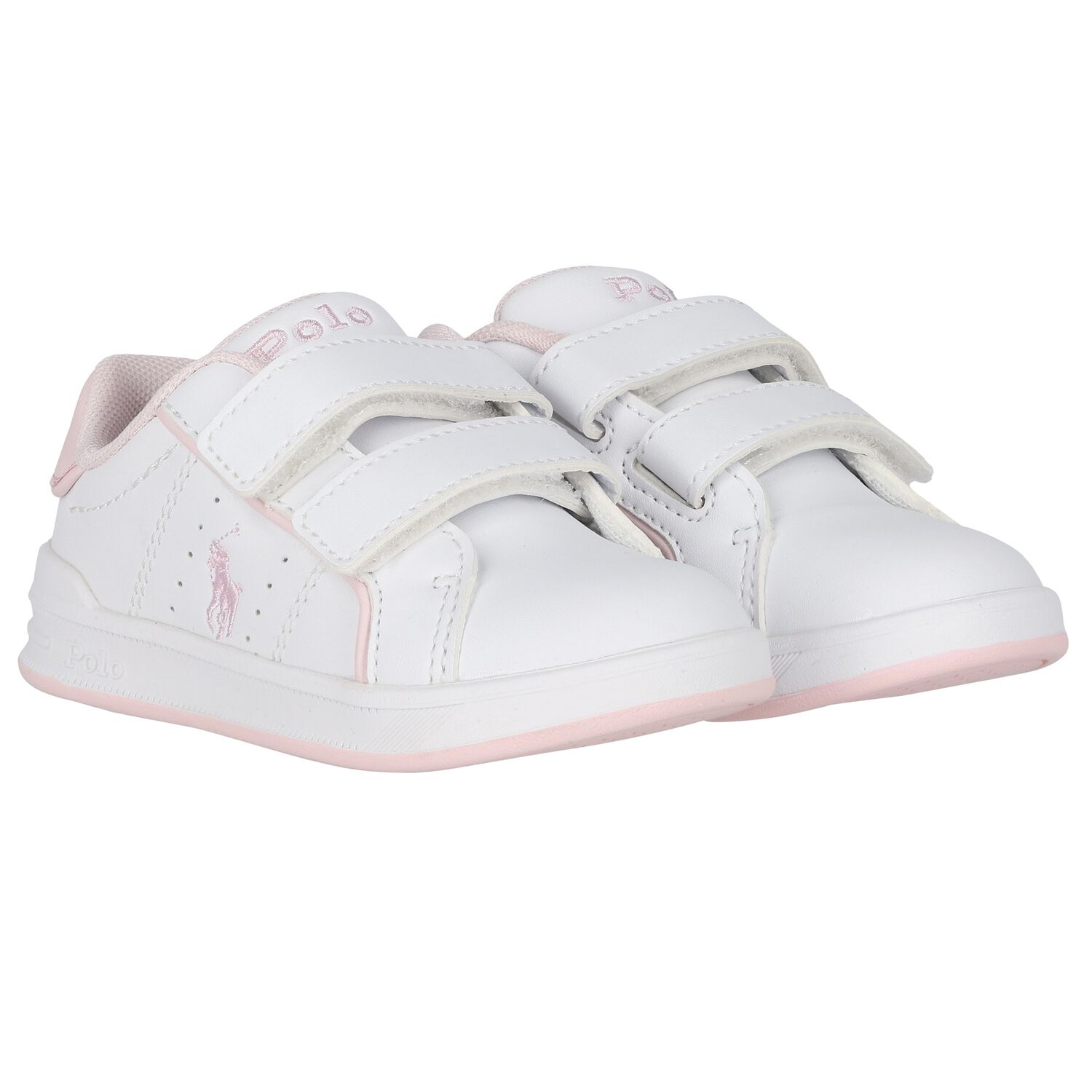 Younger Girls White Logo Trainers, 1, hi-res
