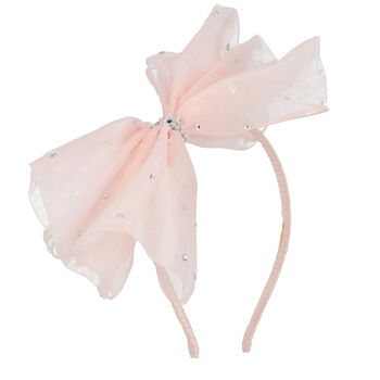 Girls Pink Tulle Bow Hairband