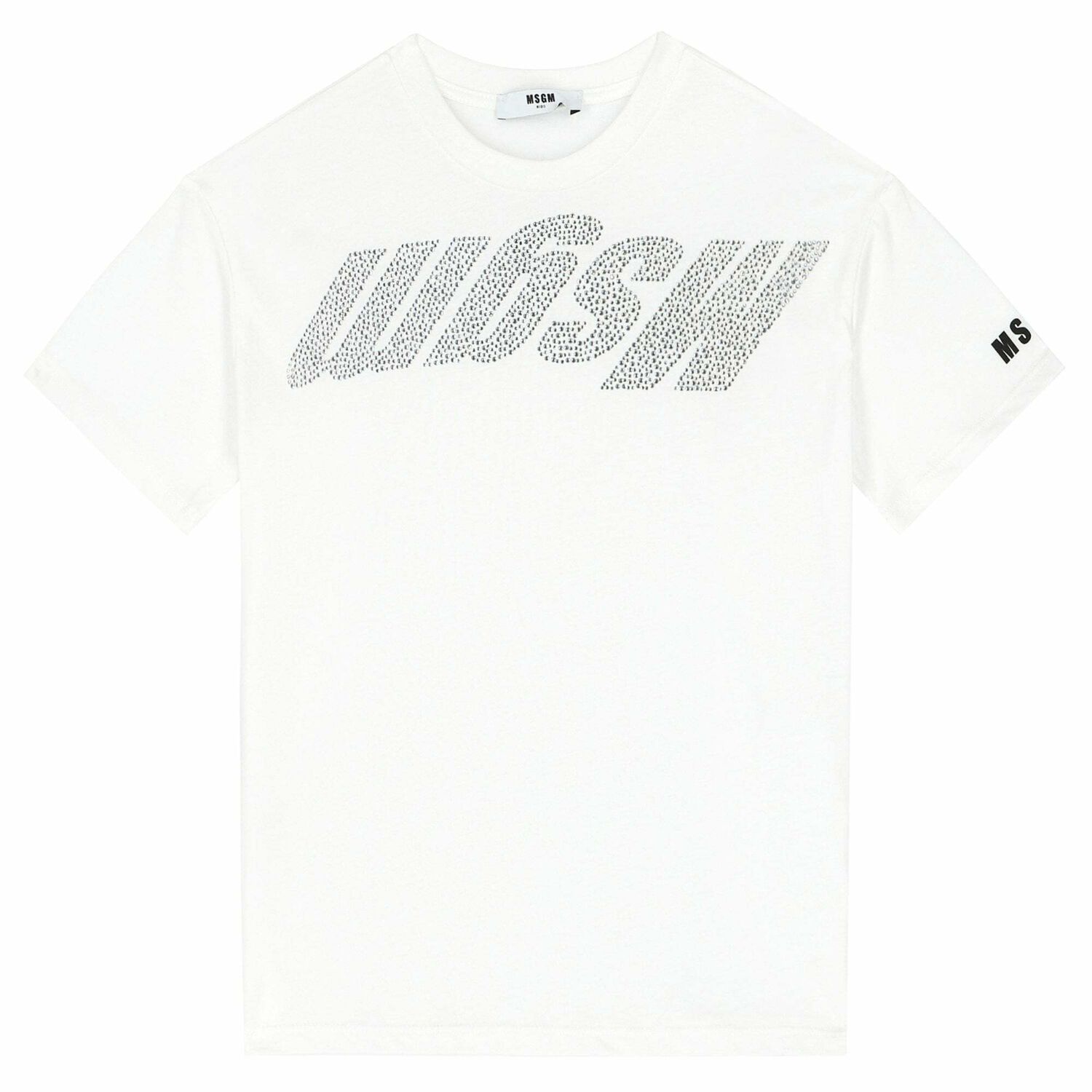 Girls White Logo Embellished T-Shirt, 1, hi-res image number null