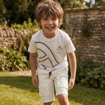 Boys White Logo Shorts