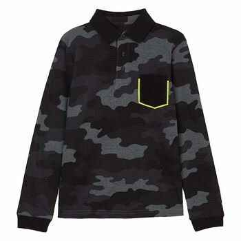 Boys Long Sleeve Camo Polo Shirt