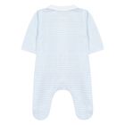 Baby Boys Blue & White Striped Babygrow, 1, hi-res