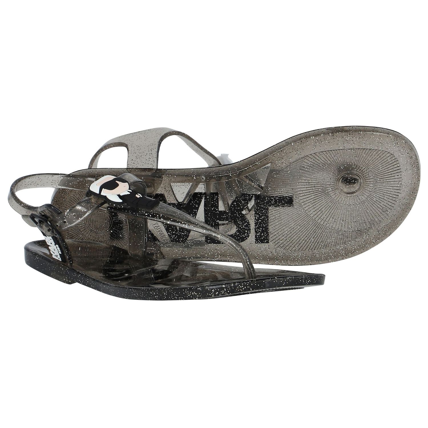 Girls Black Karl & Choupette Sandals, 1, hi-res image number null