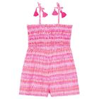 Girls Pink Smocked Playsuit, 2, hi-res
