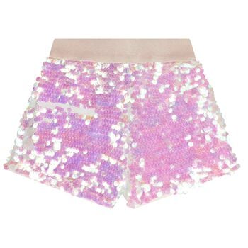 Girls Pink Iridescent Sequin Shorts
