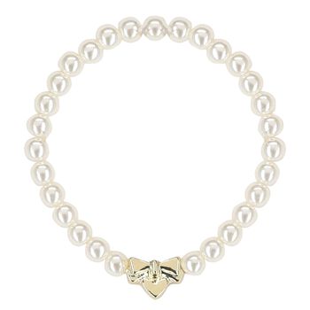 Girls White & Gold Beaded Bracelets (4 Pack)