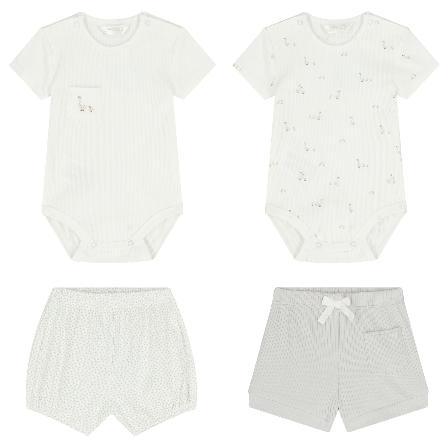 Ivory & Grey Bodysuits Set ( 2 Pack ), 1, hi-res