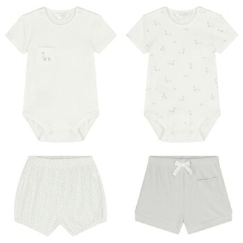 Ivory & Grey Bodysuits Set ( 2 Pack )