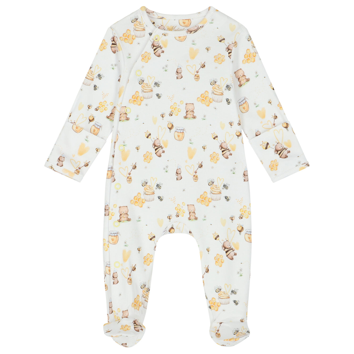 White & Yellow Honey Babygrow, 1, hi-res