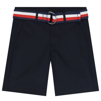 Boys Navy Blue Logo Shorts