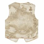 Baby Boys Beige Geo Map Waistcoat, 1, hi-res