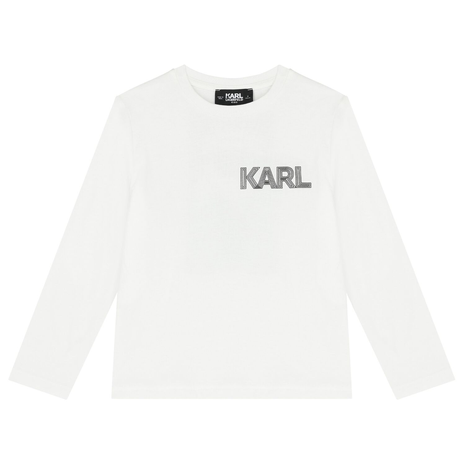 Boys White Logo Long Sleeve Top, 1, hi-res image number null