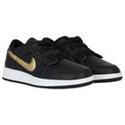Black & Gold Air Jordan 1 Low Flyease Trainers, 1, hi-res