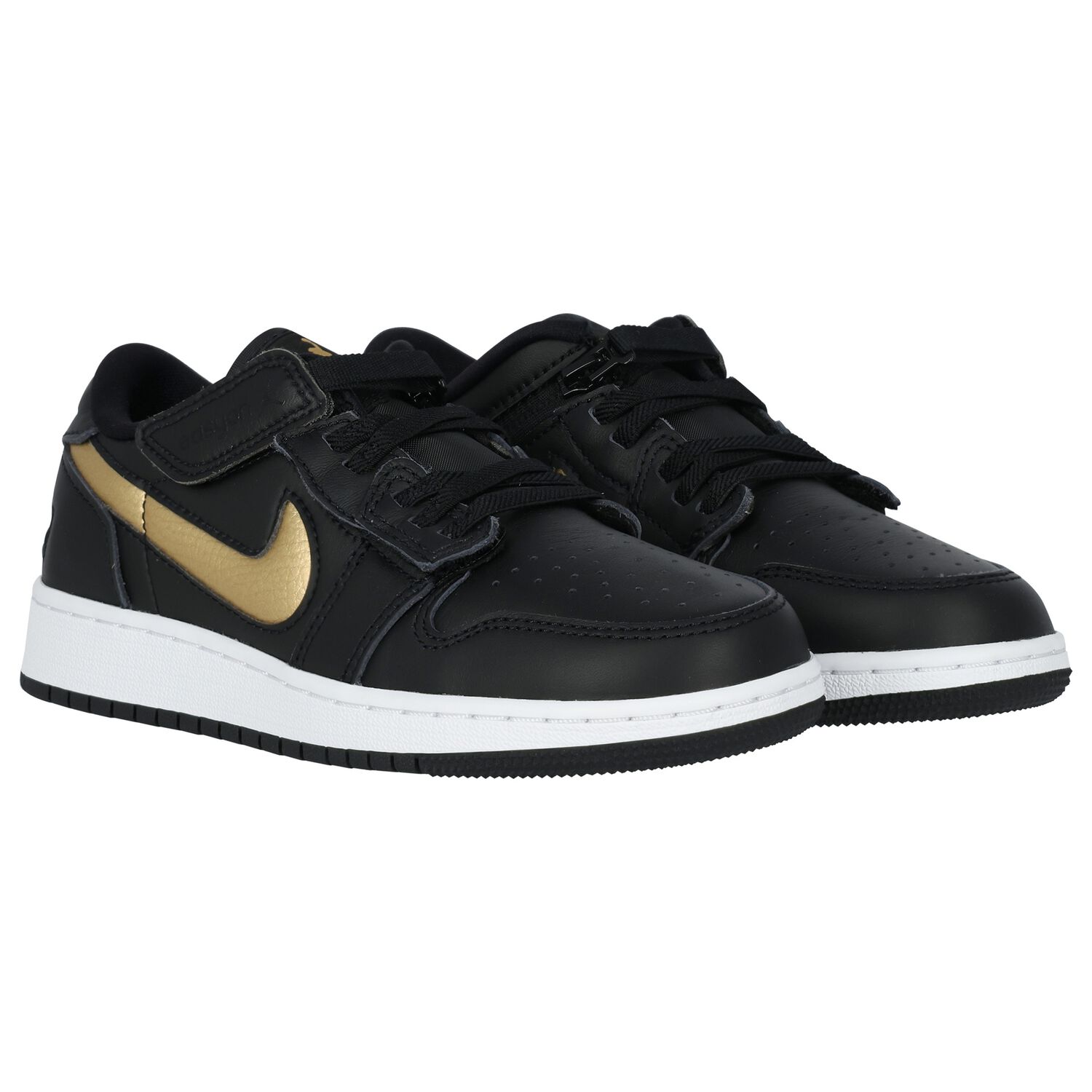 Black & Gold Air Jordan 1 Low Flyease Trainers, 1, hi-res