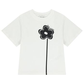 Girls White Logo Flower T-Shirt