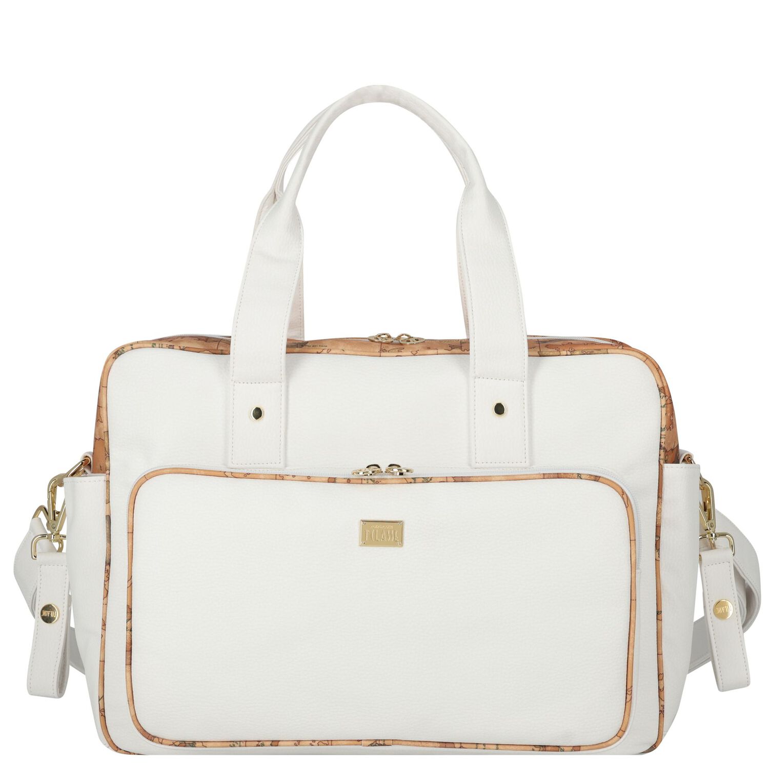 White & Beige Geo Map Baby Changing Bag, 1, hi-res