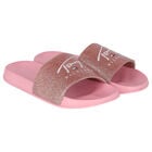 Girls Rose Gold & Pink Sliders, 1, hi-res
