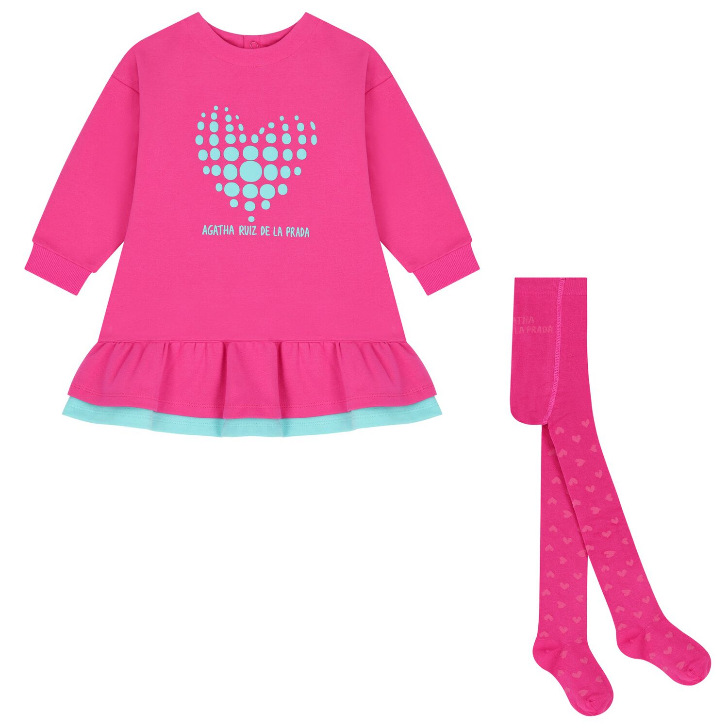Girls Pink Heart Logo Dress Set, 1, hi-res image number null