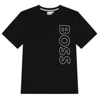 Boys Black Logo T-Shirt, 1, hi-res